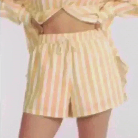 Charlie Holiday Anthropologie Yellow/ivory Isabelle Pajama Shorts Size XL/10 NWT - Picture 1 of 6